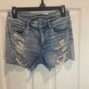 American Eagle Outfitters Women's Ripped Light Blue Jean Shorts
